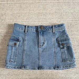 Tractr Girls Blue Denim Mini Skirt with  Cargo Pockets Size 14